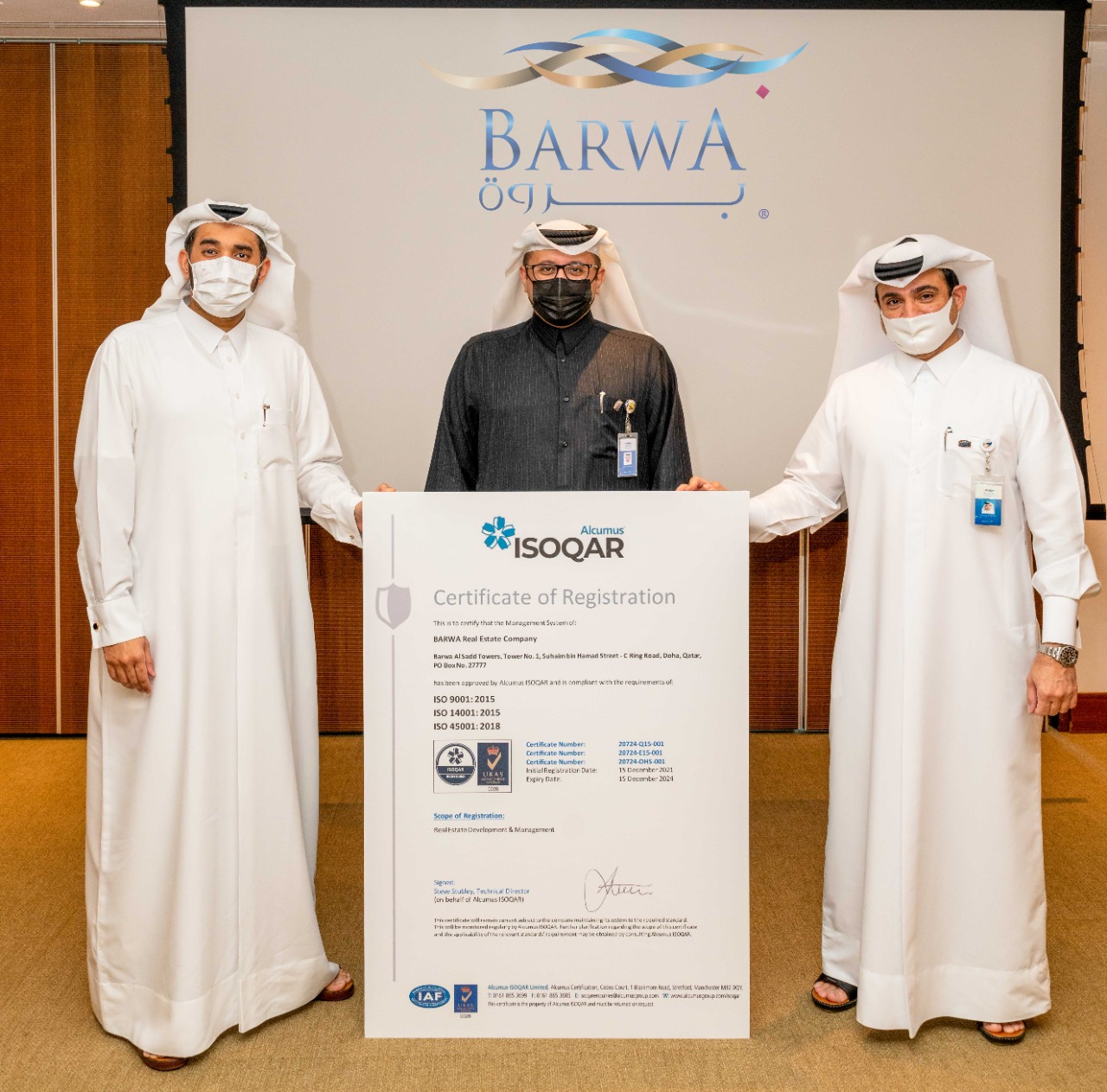 Barwa Real Estate Obtained 3 International Accreditation Certificates at Par with ISO 
